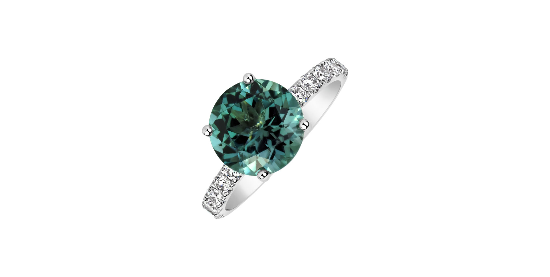 Diamond ring with Tourmaline The Arctic Siren