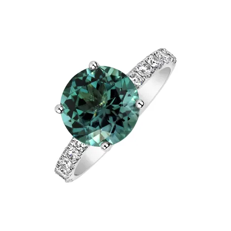 Diamond ring with Tourmaline The Arctic Siren