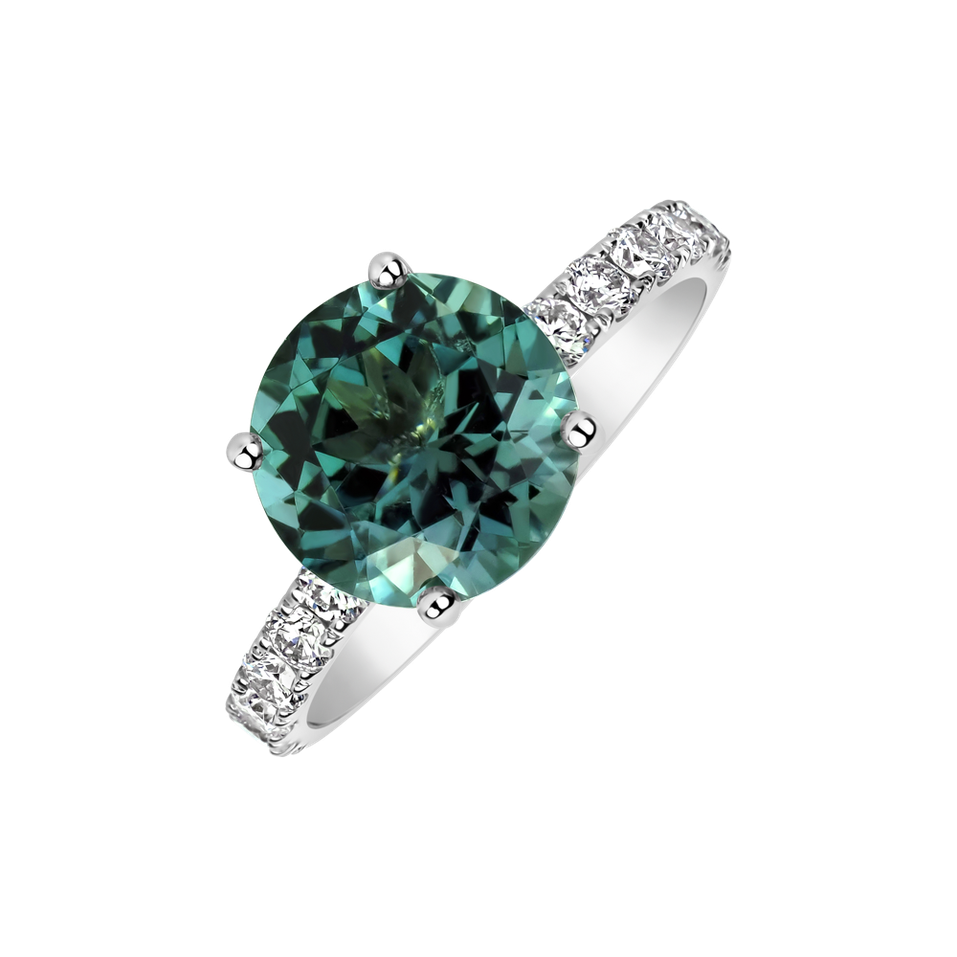 Diamond ring with Tourmaline The Arctic Siren