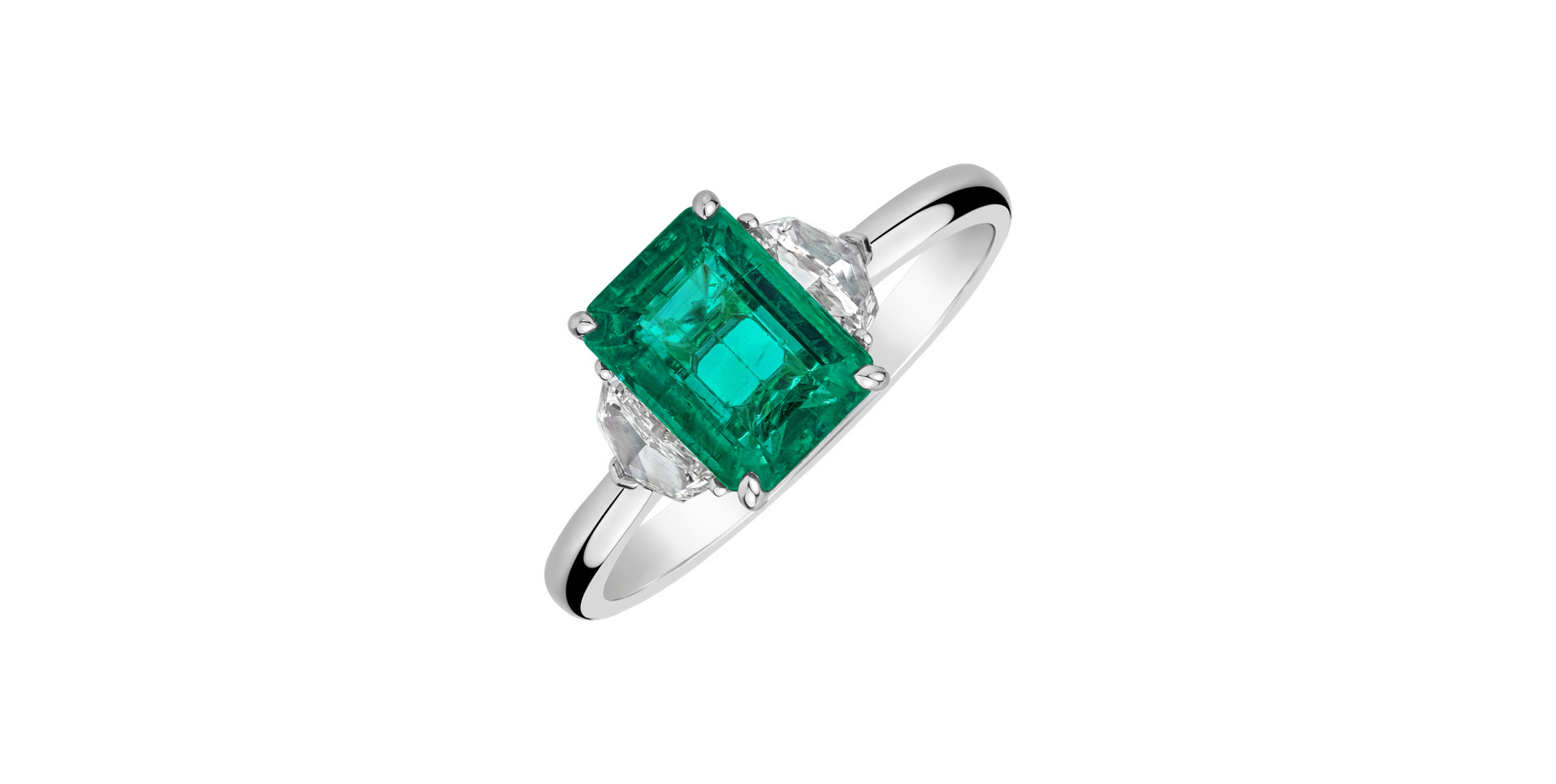 Diamond ring with Emerald Selien