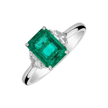 Diamond ring with Emerald Selien