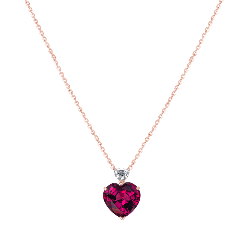 Diamond necklace with Rhodolite Pulse of Fire