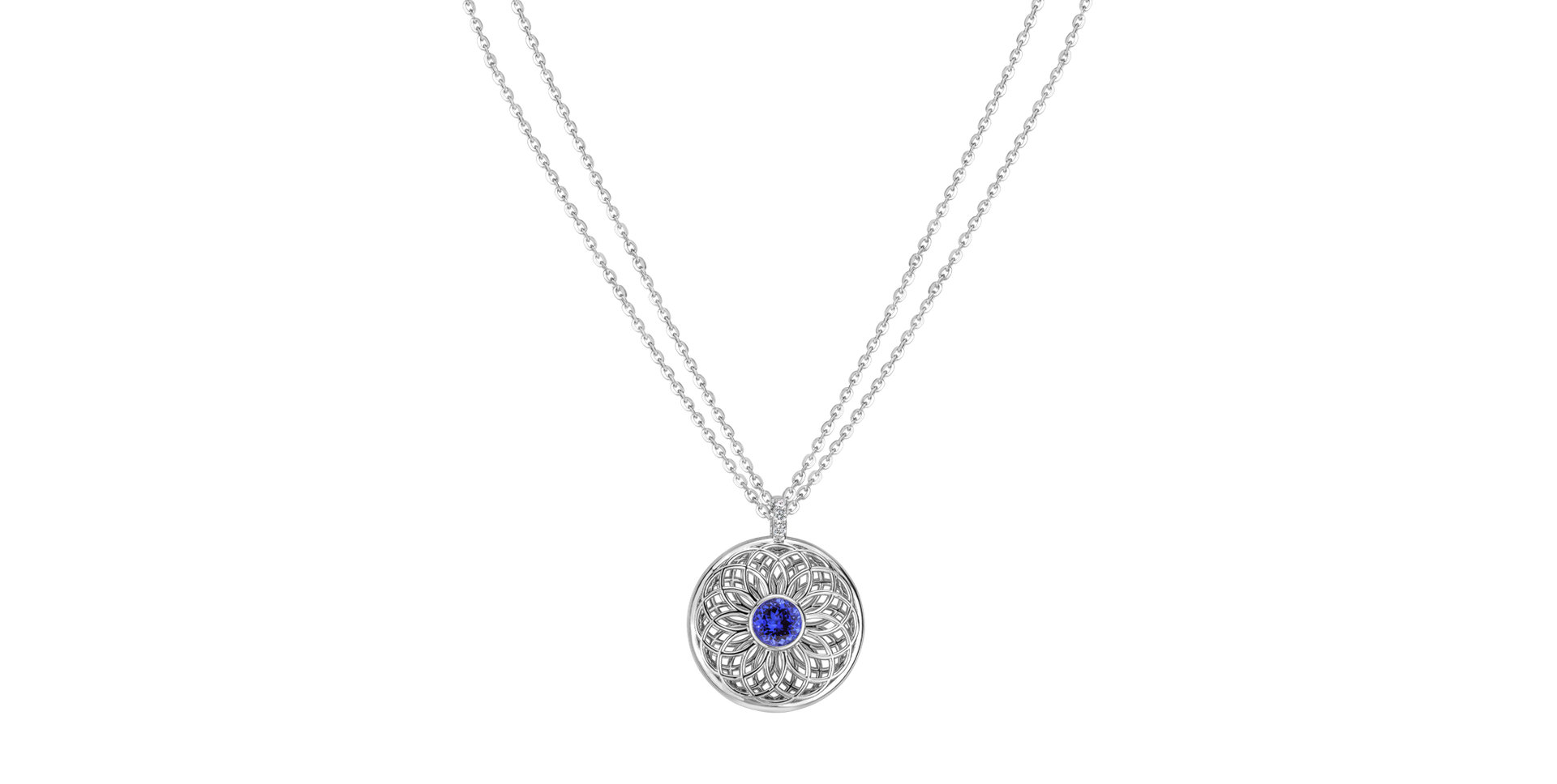 Diamond necklace with Tanzanite Sphere of Light