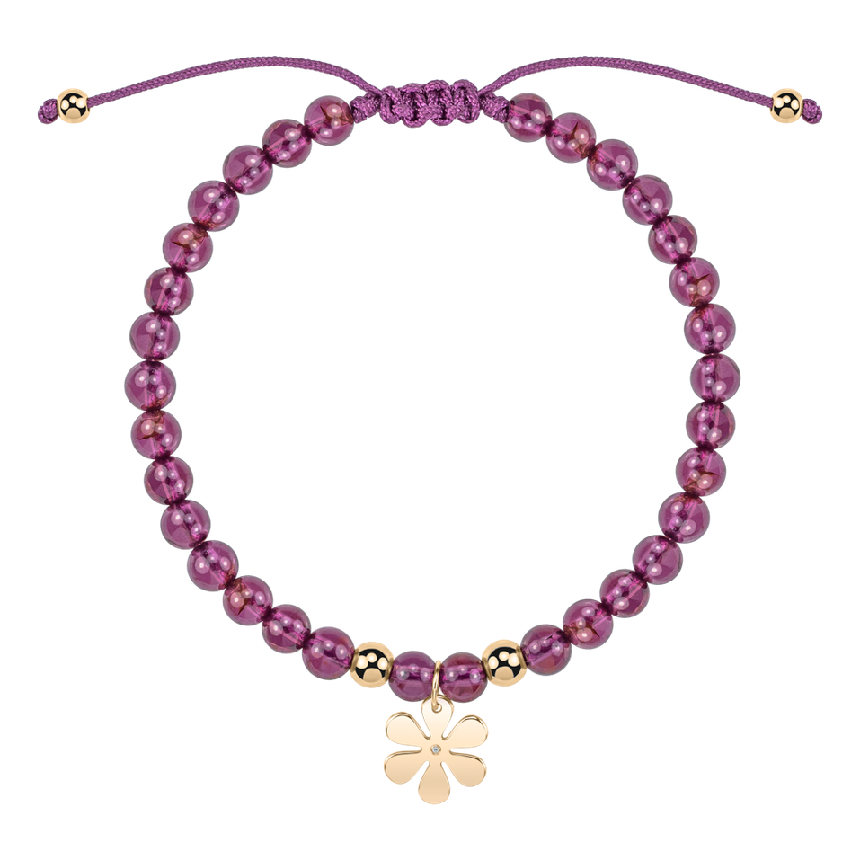 Diamond bracelet with Garnets Lucky FLower