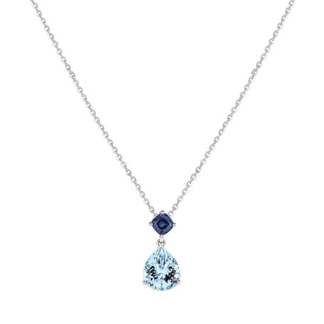 Necklace with Aquamarine and Sapphire Shades of Water