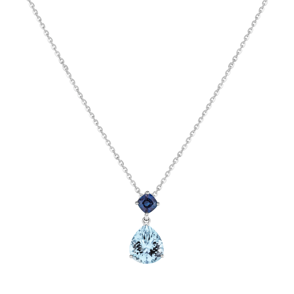 Necklace with Aquamarine and Sapphire Shades of Water