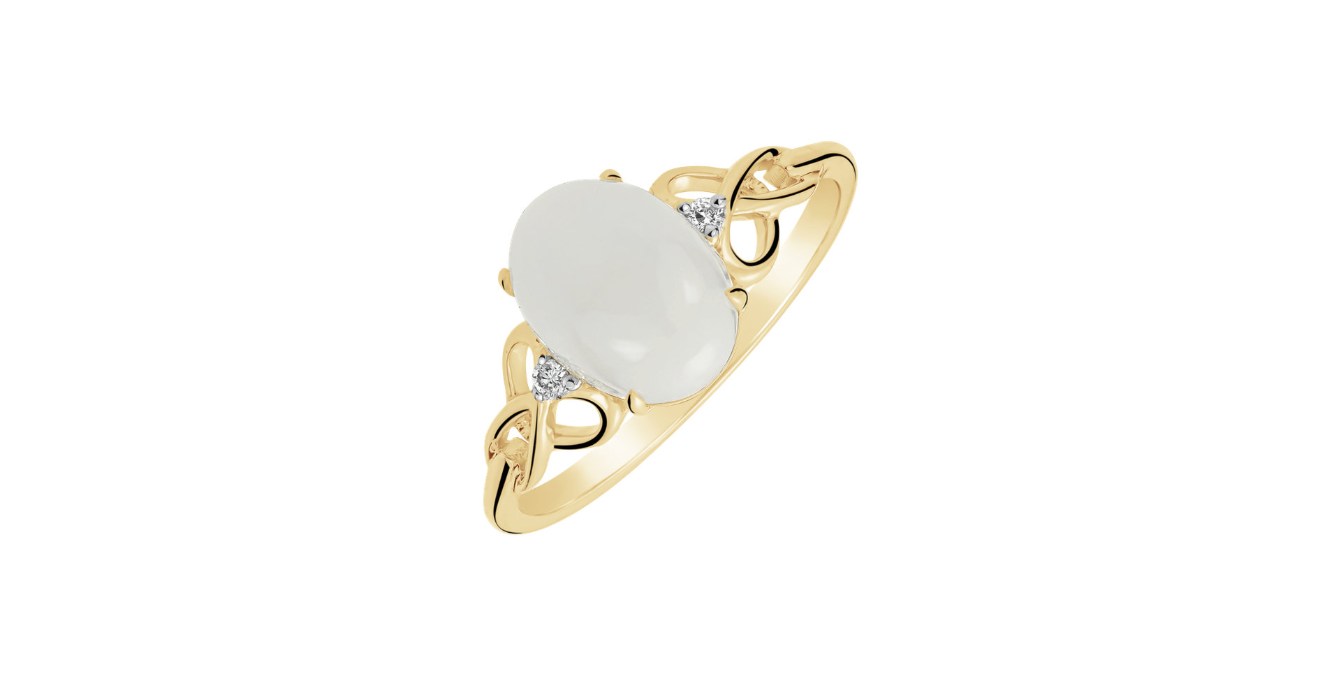 Diamond ring with Moonstone Virgin Lady