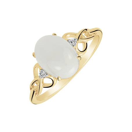 Diamond ring with Moonstone Virgin Lady