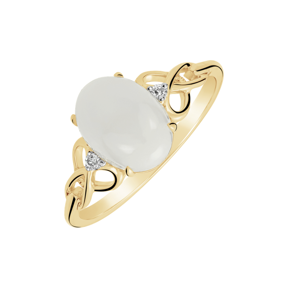 Diamond ring with Moonstone Virgin Lady