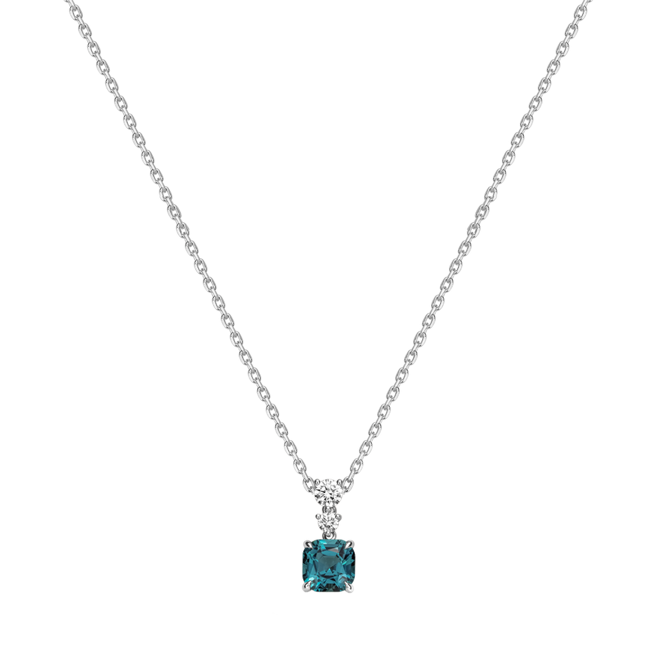 Diamond necklace with Tourmaline Seafoam Spark