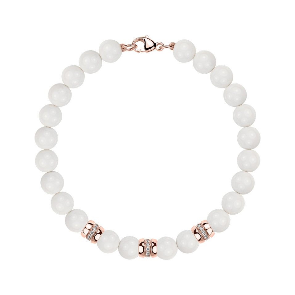 Diamond bracelet with Agates White Mirage