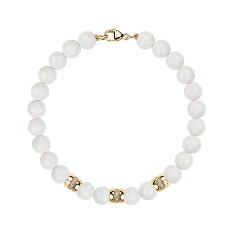 Diamond bracelet with Agates White Mirage