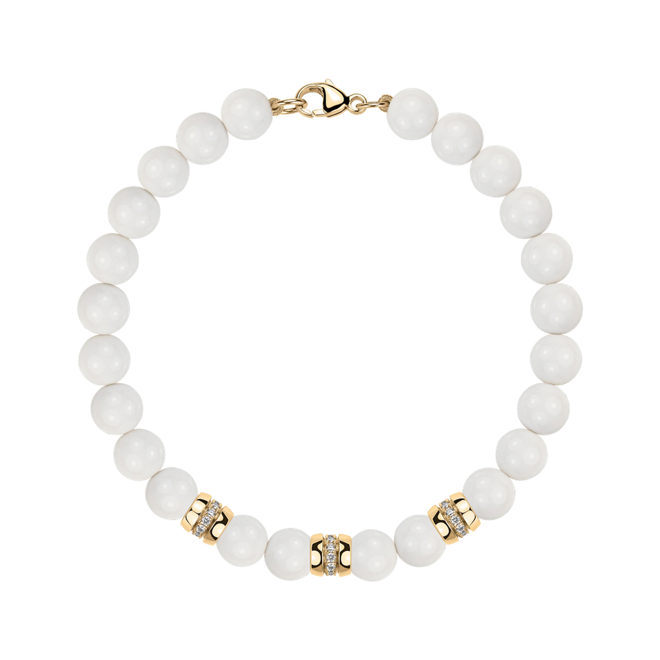 Diamond bracelet with Agates White Mirage