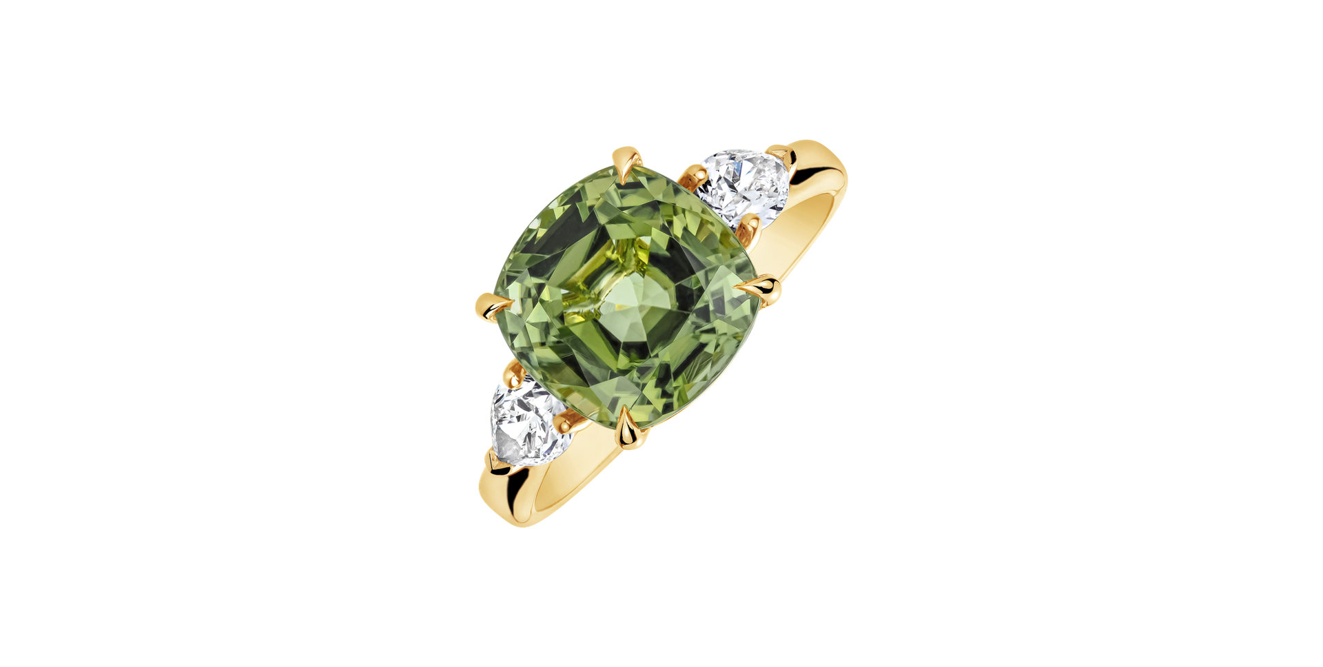 Diamond ring with Tourmaline Marigold