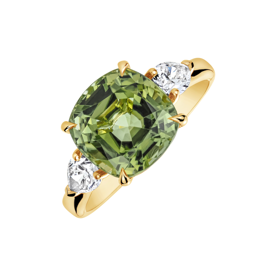 Diamond ring with Tourmaline Marigold