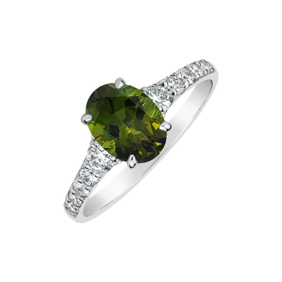 Diamond ring with Tourmaline Shimmering dazzle