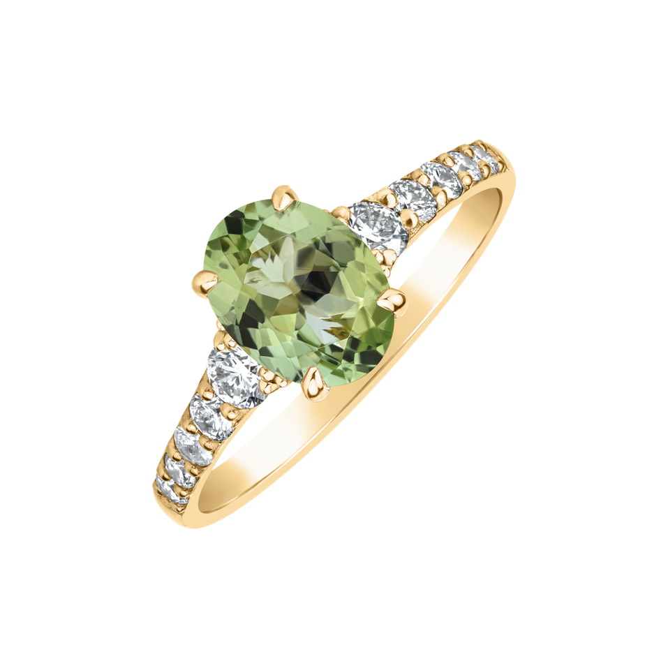Diamond ring with Tourmaline Shimmering Dazzle