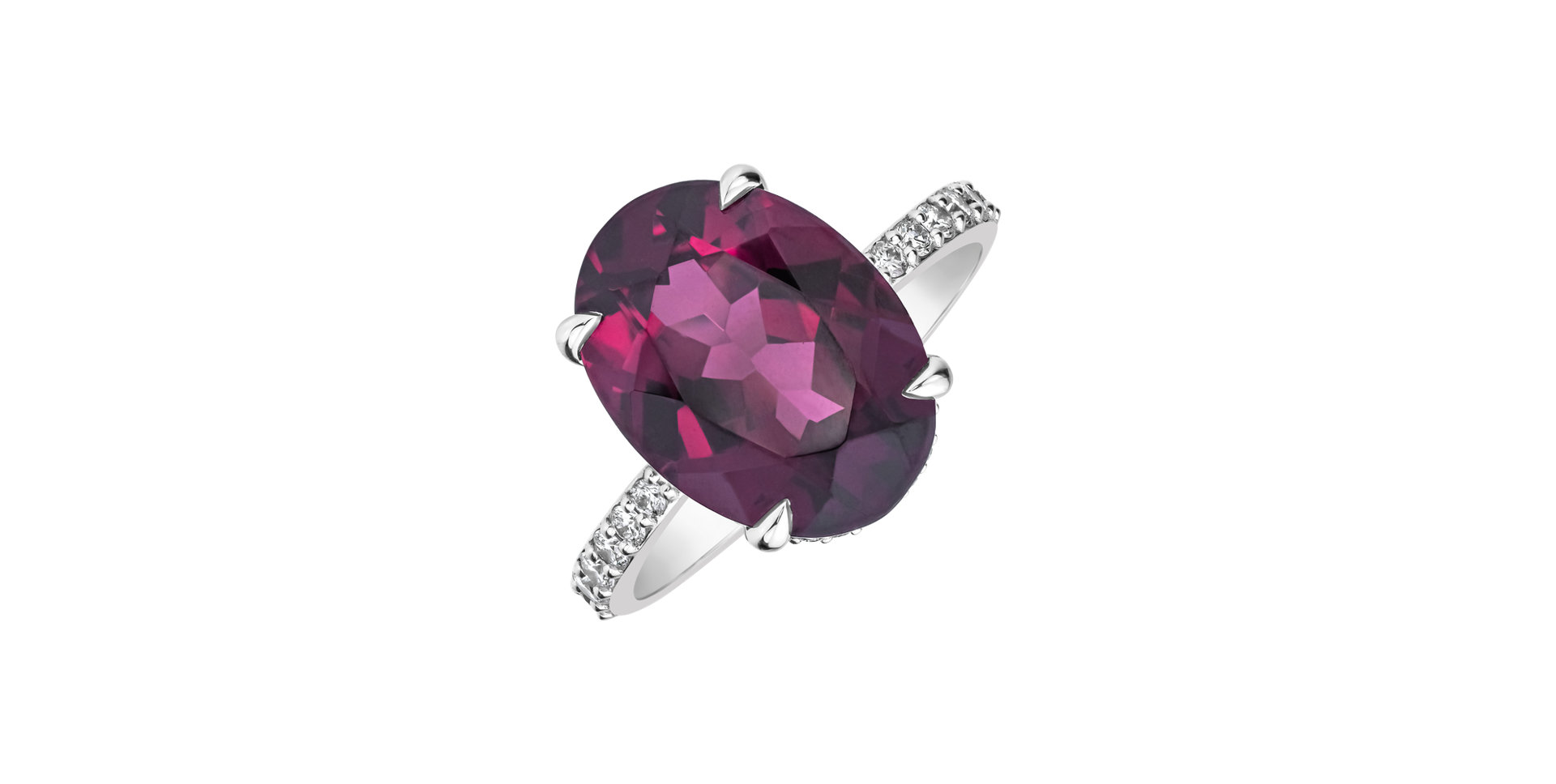 Diamond ring with Rhodolite Burgundy Flame