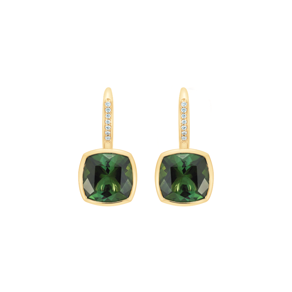 Diamond earrings with Tourmaline Carelia