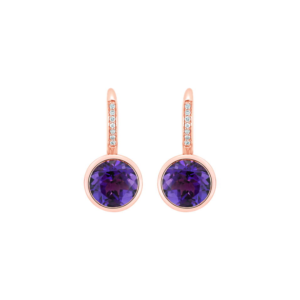 Diamond earrings with Amethyst Regal Elegance