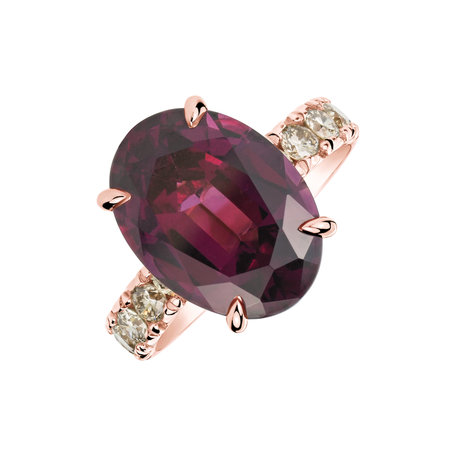 Diamond ring with Rhodolite Purple Romance