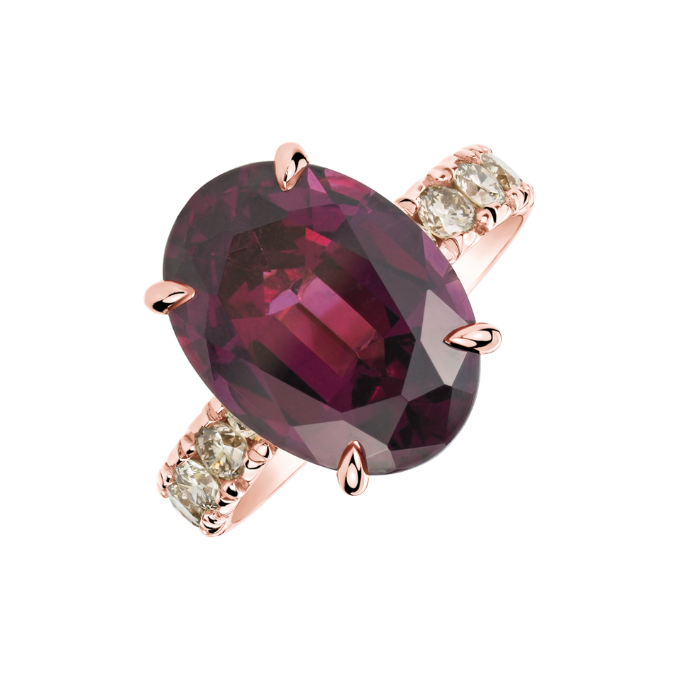 Diamond ring with Rhodolite Purple Romance