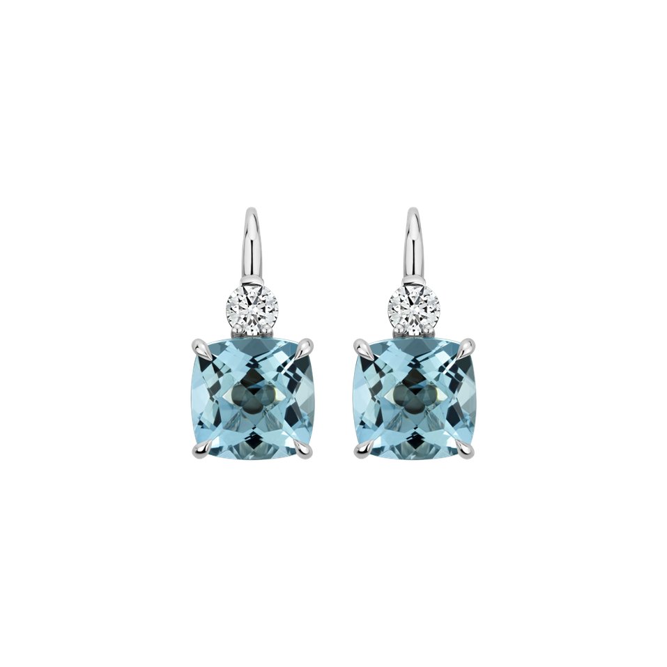 Diamond earrings with Aquamarine The Duchess