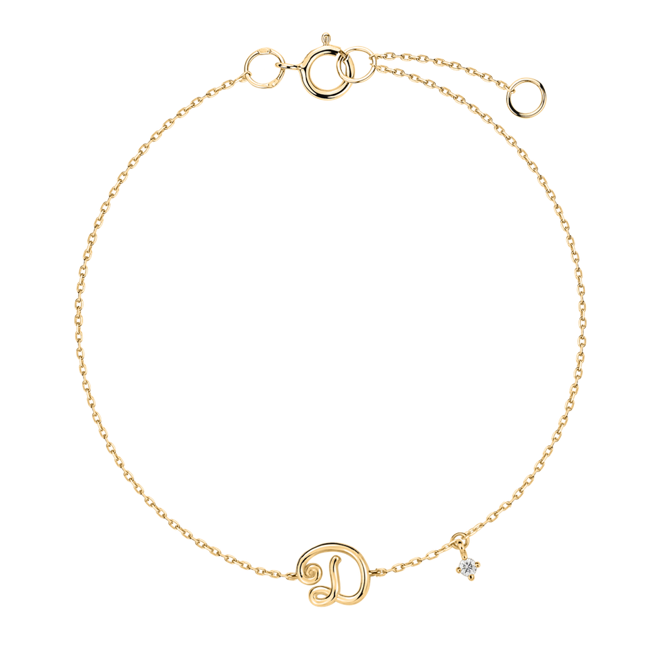 Diamond bracelet Curly Letter D