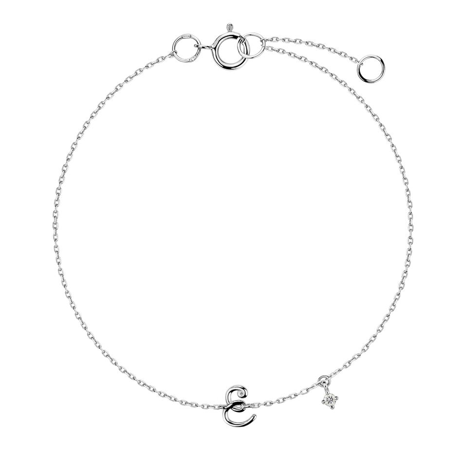 Diamond bracelet Curly Letter E
