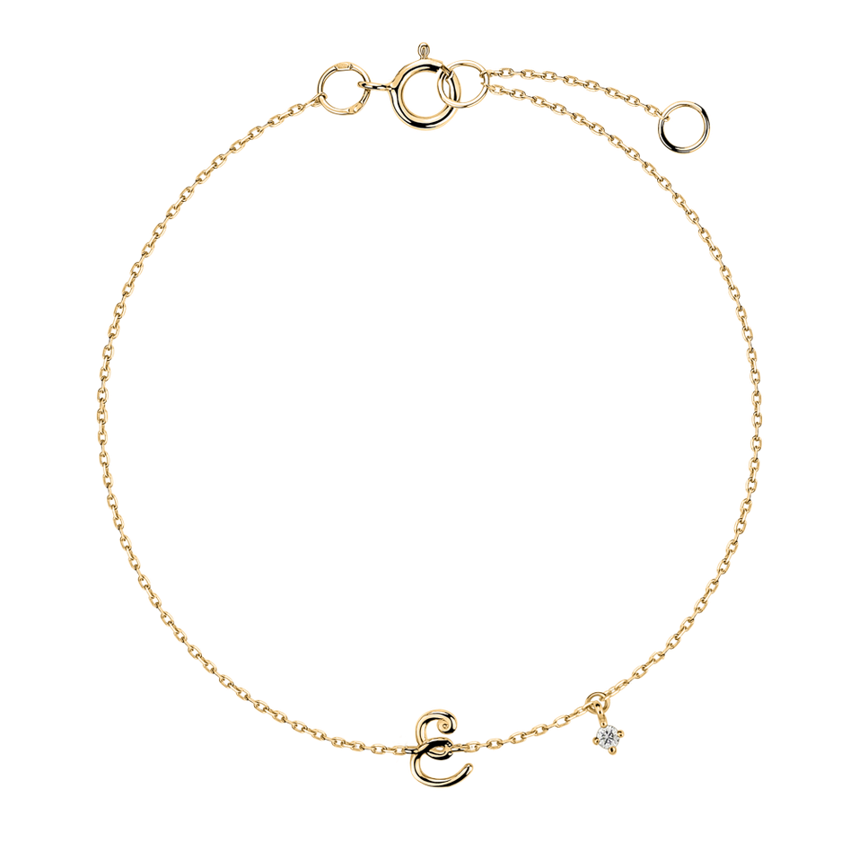 Diamond bracelet Curly Letter E