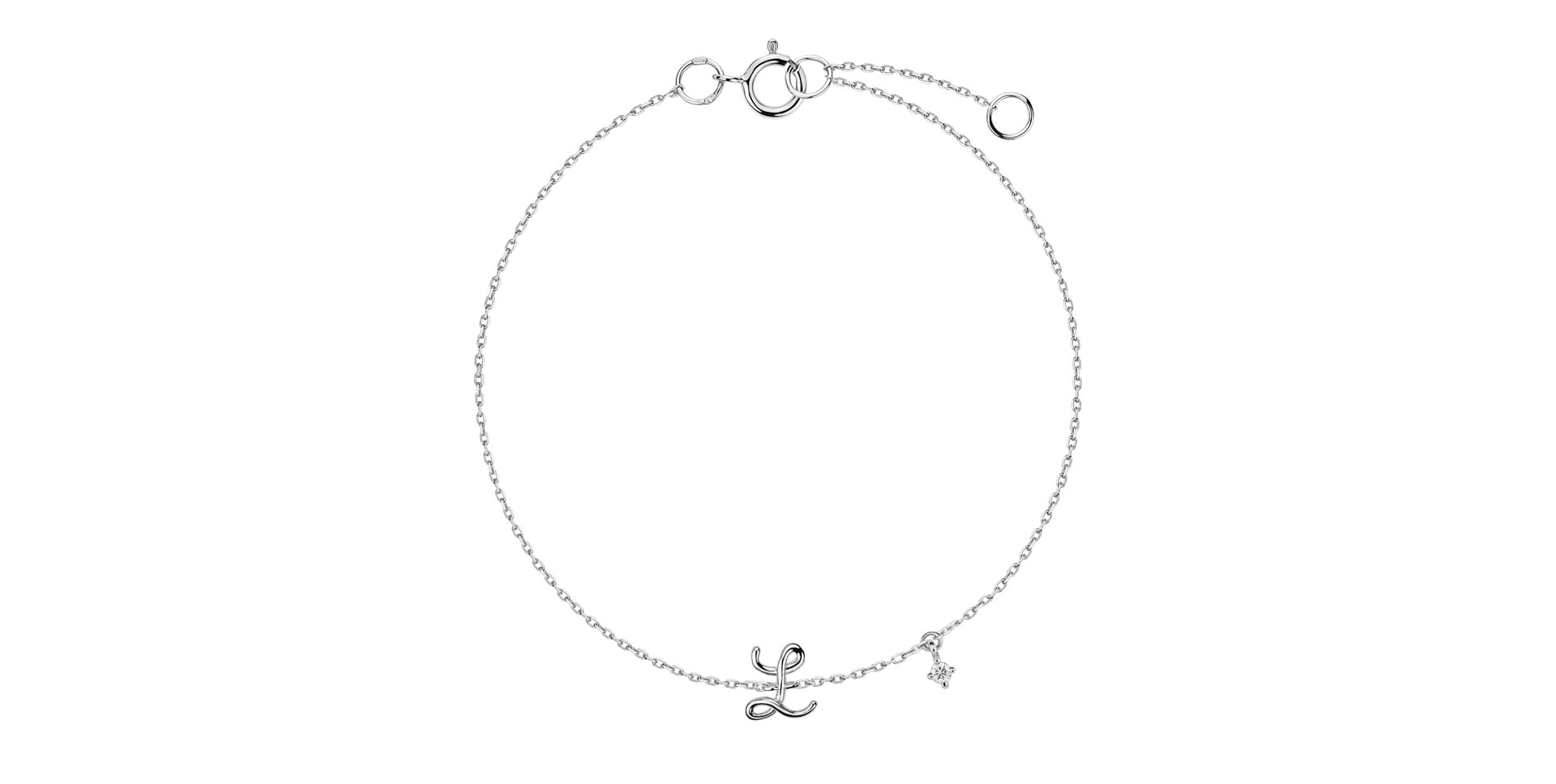 Diamond bracelet Curly Letter L
