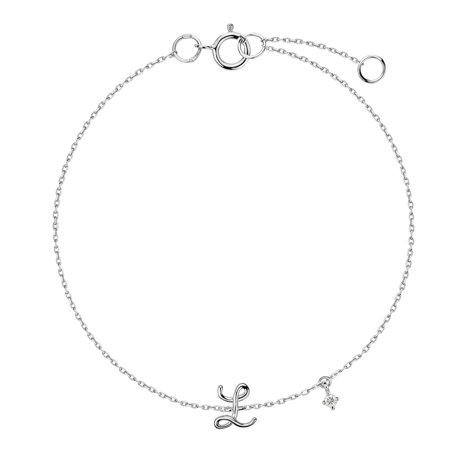 Diamond bracelet Curly Letter L