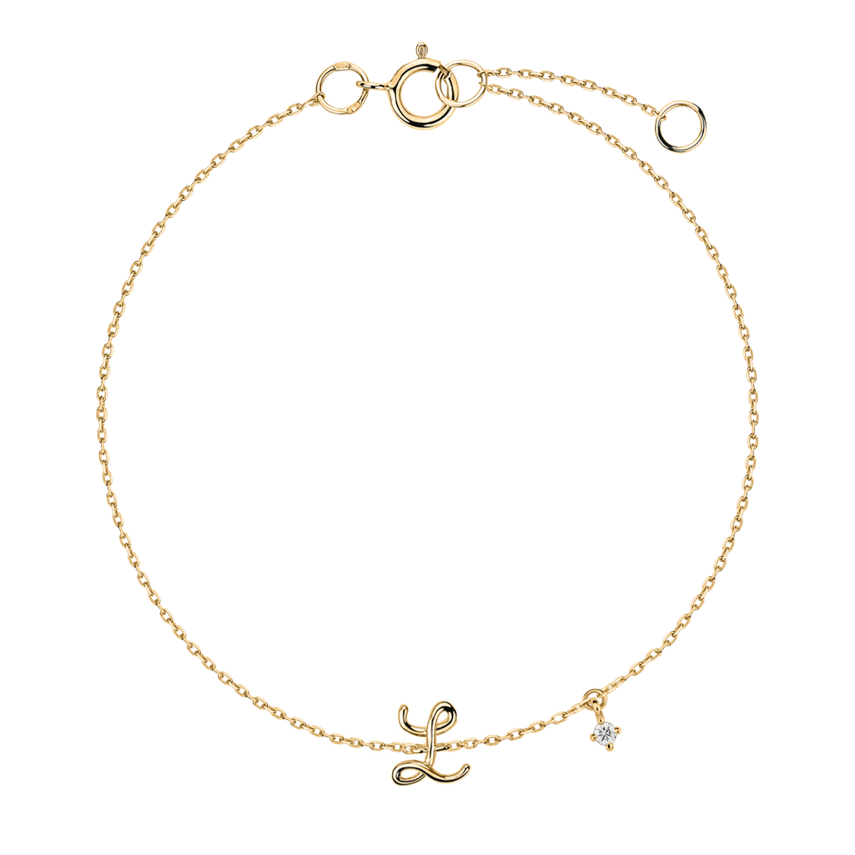 Diamond bracelet Curly Letter L