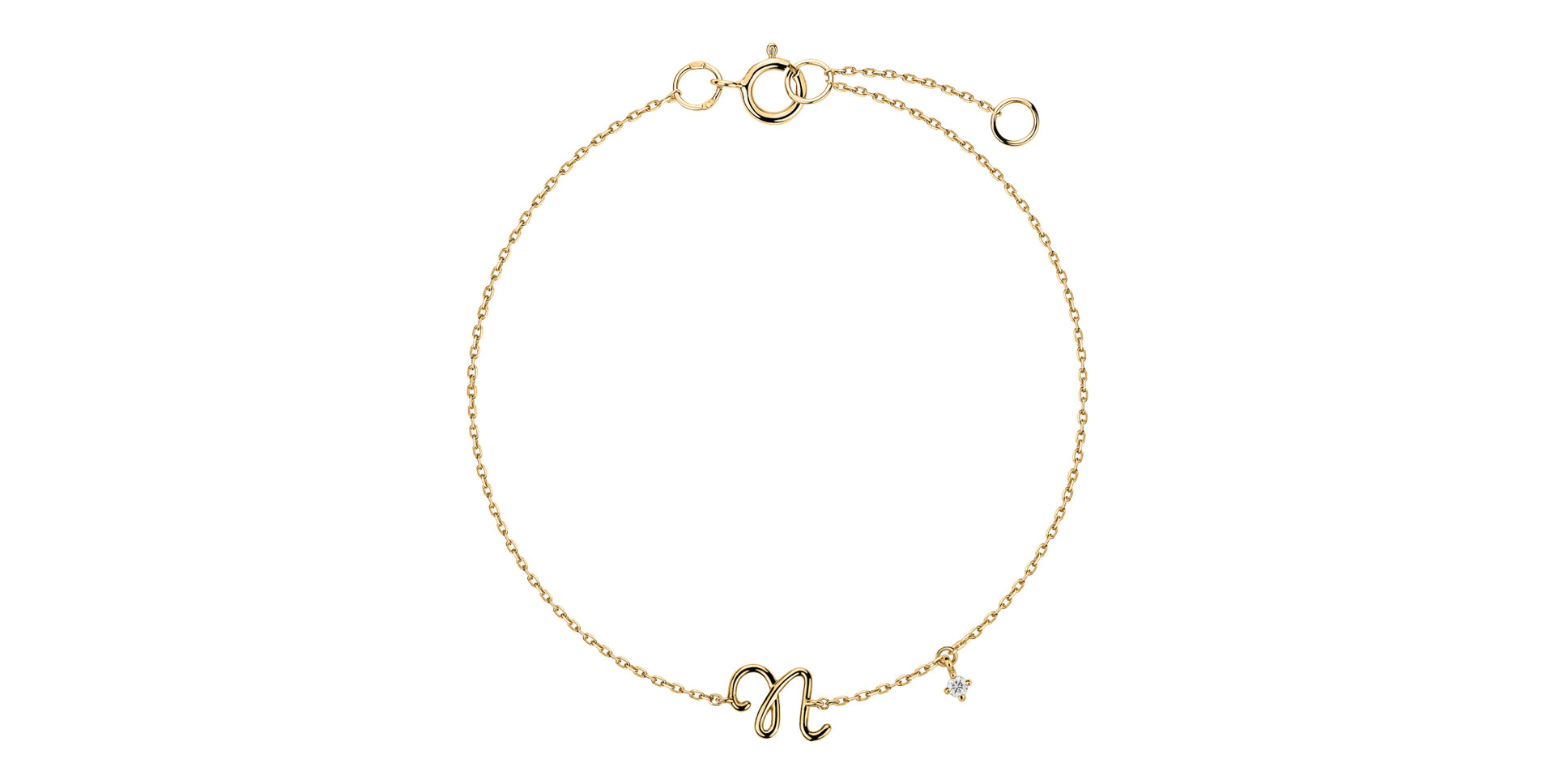 Diamond bracelet Curly Letter N