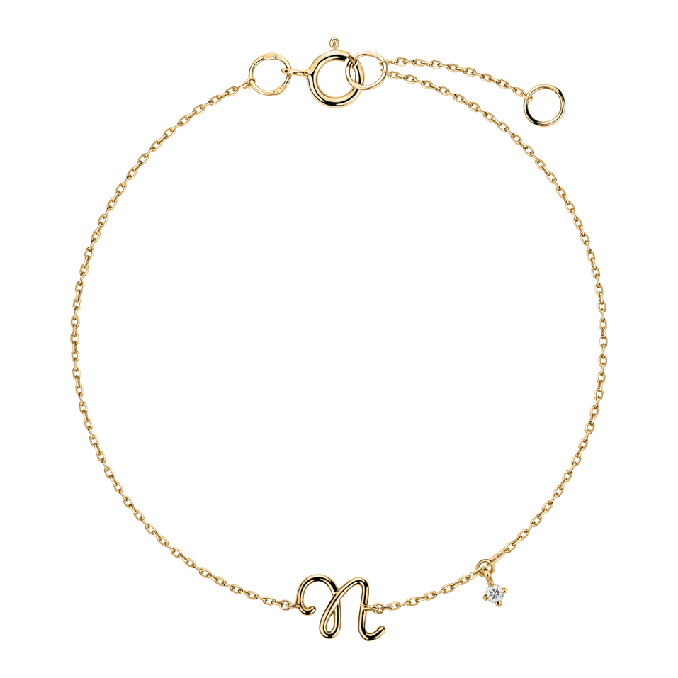 Diamond bracelet Curly Letter N
