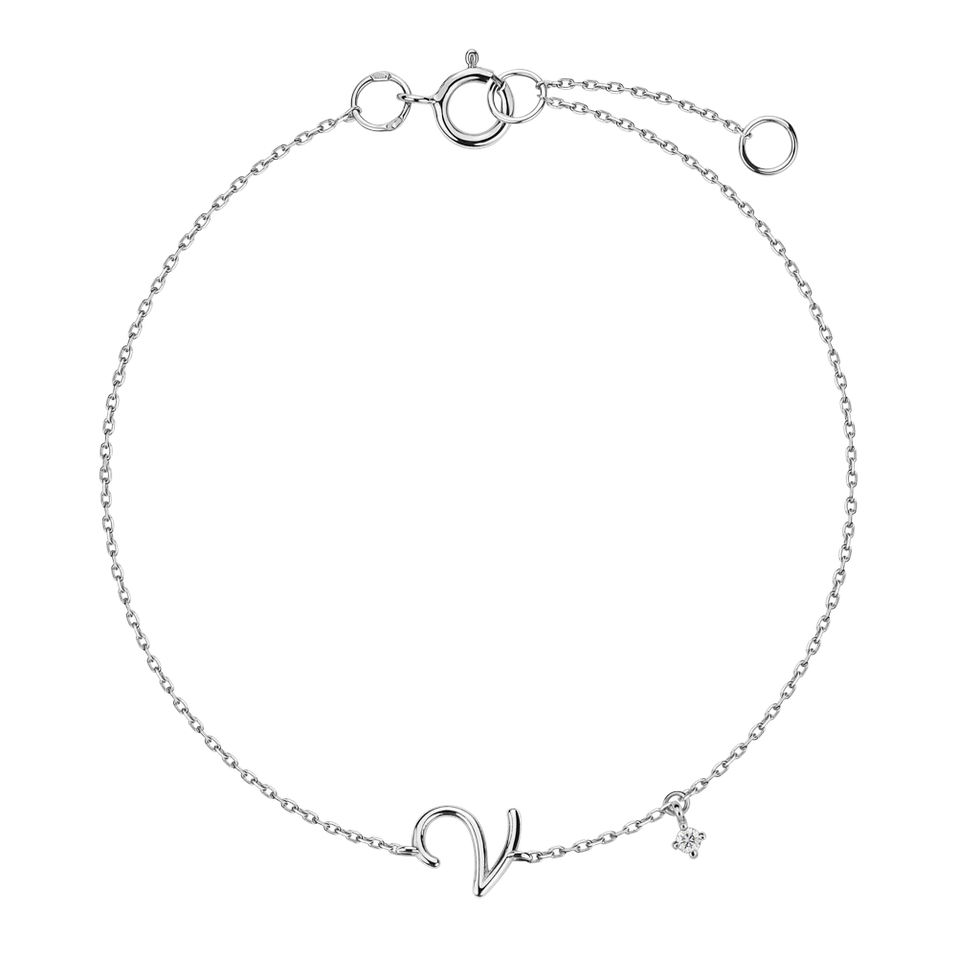 Diamond bracelet Curly Letter V