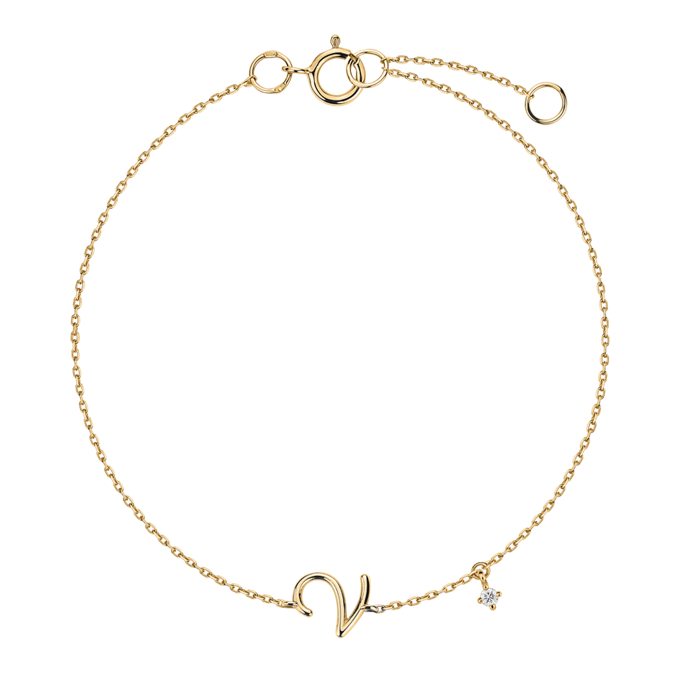 Diamond bracelet Curly Letter V
