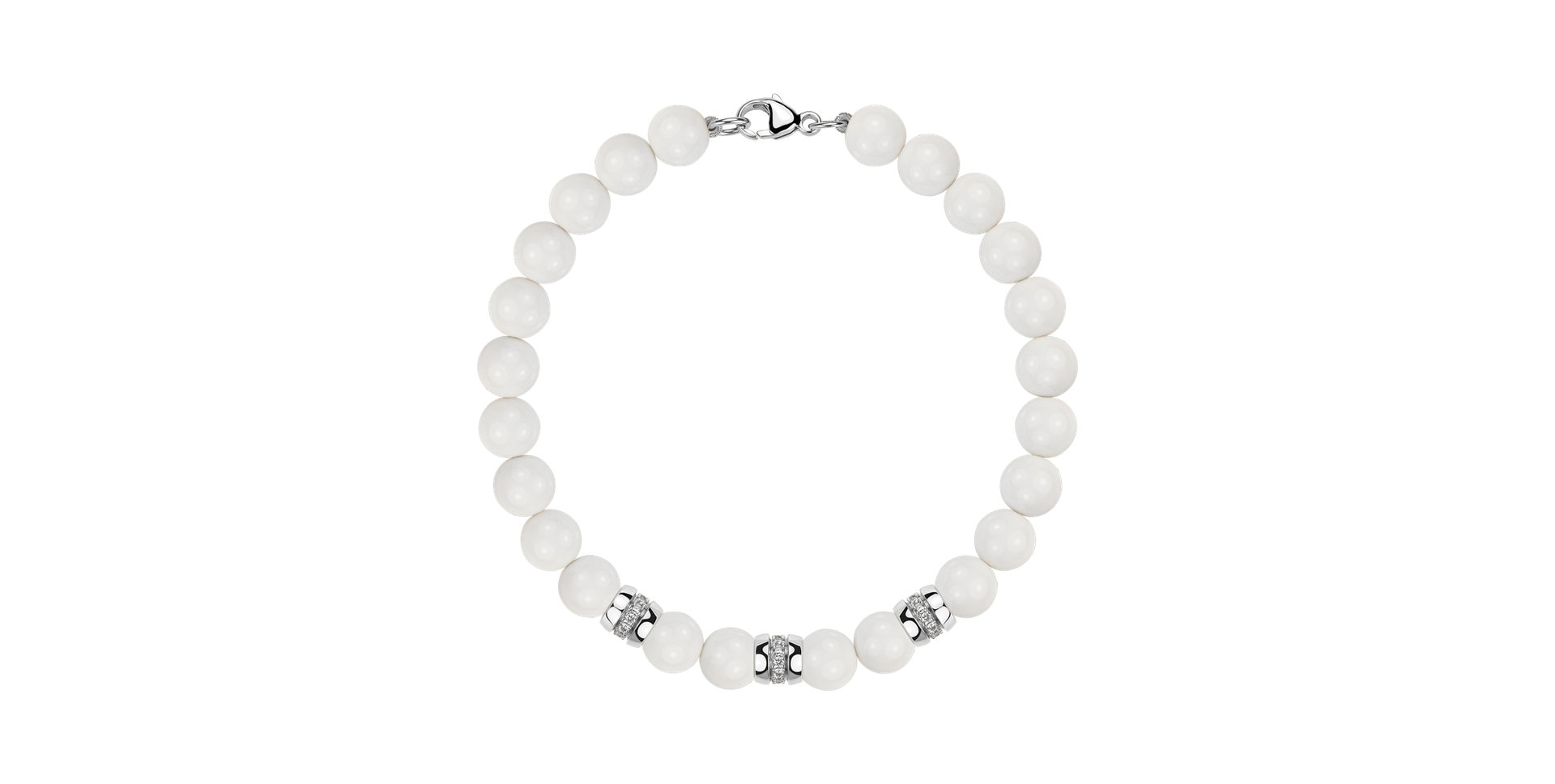 Diamond bracelet with Agates White Mirage