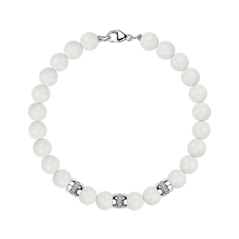 Diamond bracelet with Agates White Mirage