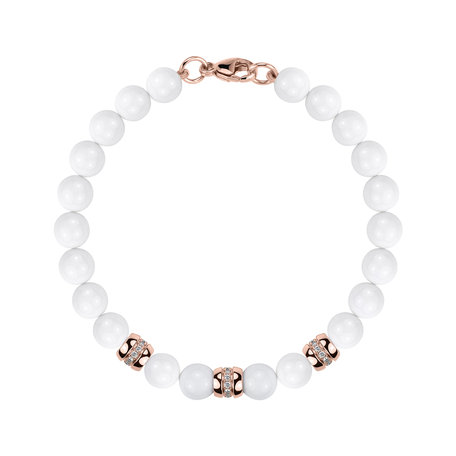 Diamond bracelet with Agates White Mirage