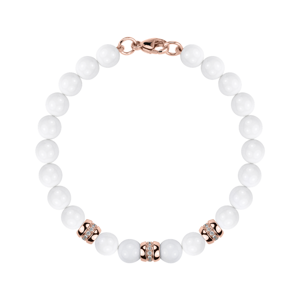 Diamond bracelet with Agates White Mirage