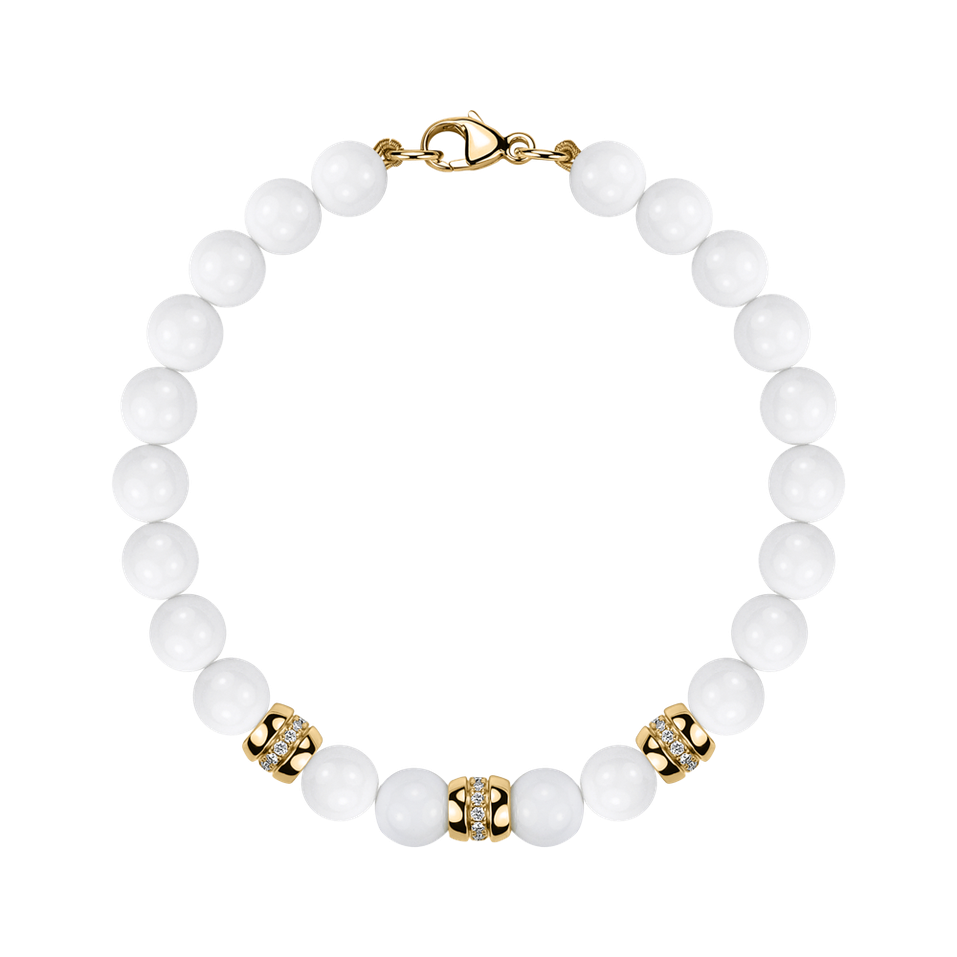 Diamond bracelet with Agates White Mirage