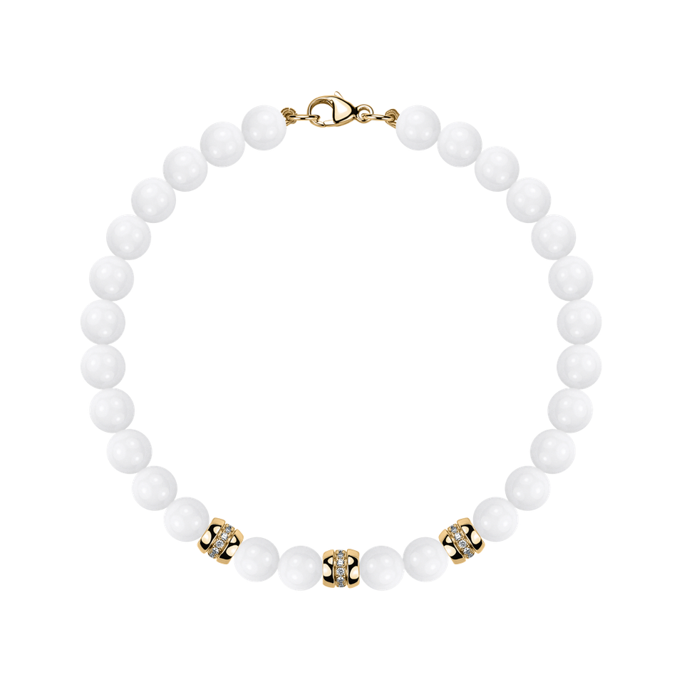 Diamond bracelet with Agates White Mirage