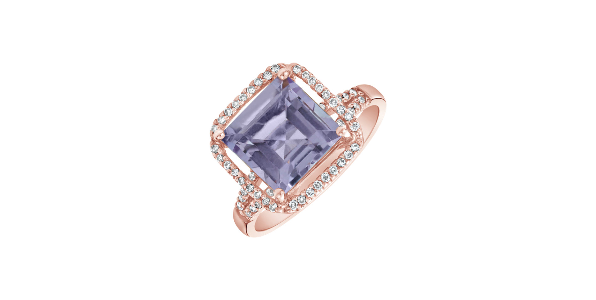 Diamond ring with Amethyst Unicum Amuletum