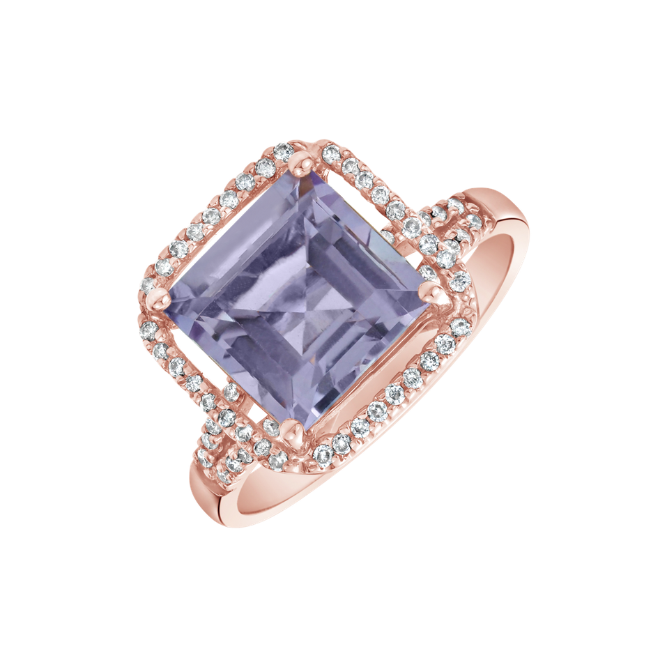 Diamond ring with Amethyst Unicum Amuletum
