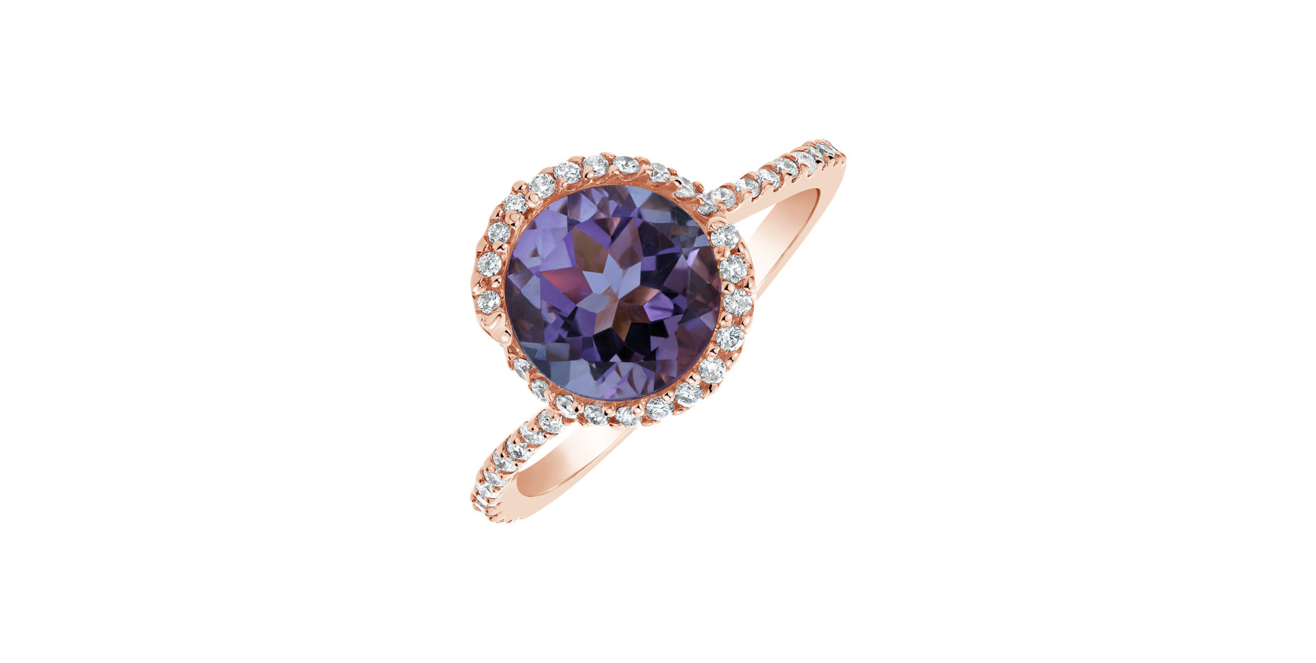 Diamond ring with Amethyst Spira Magica