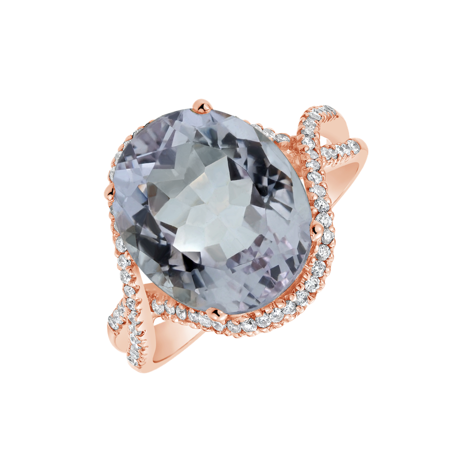 Diamond ring with Amethyst Ashen Bloom