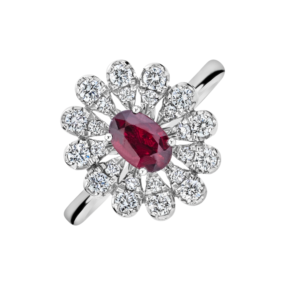 Diamond ring with Ruby Floral Treasure