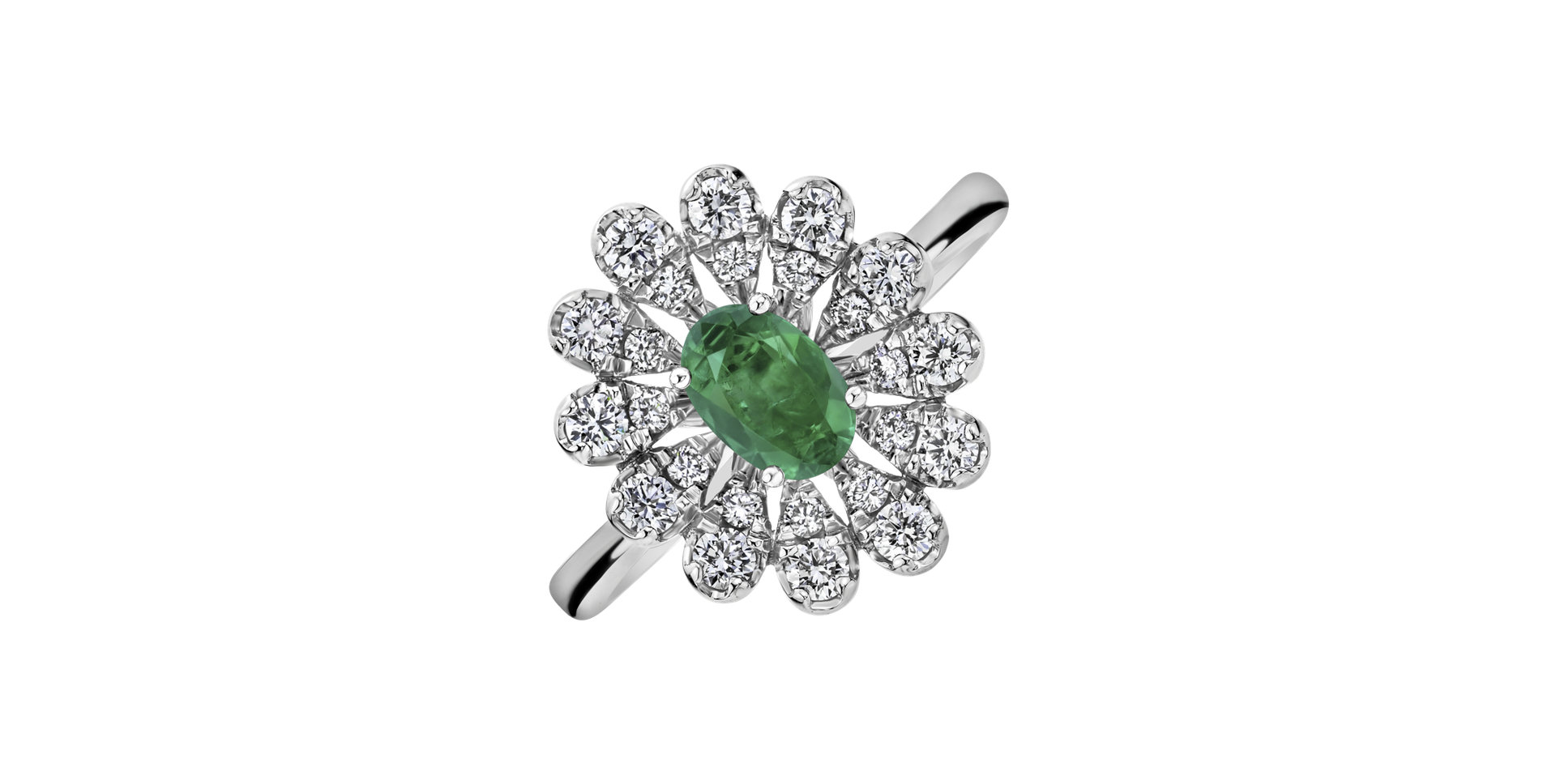 Diamond ring with Emerald Starlight Bloom