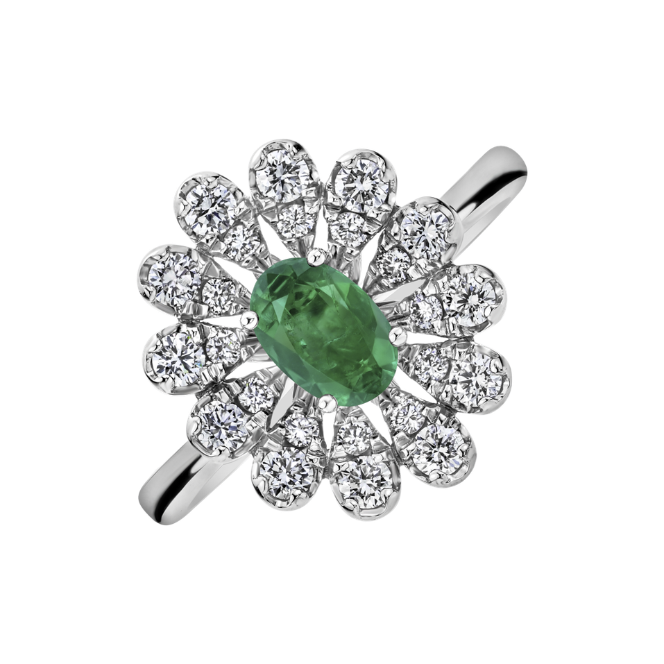 Diamond ring with Emerald Starlight Bloom